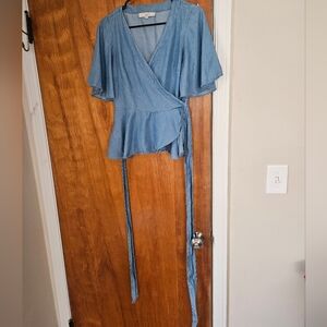 LOFT Chambray Wrap Top